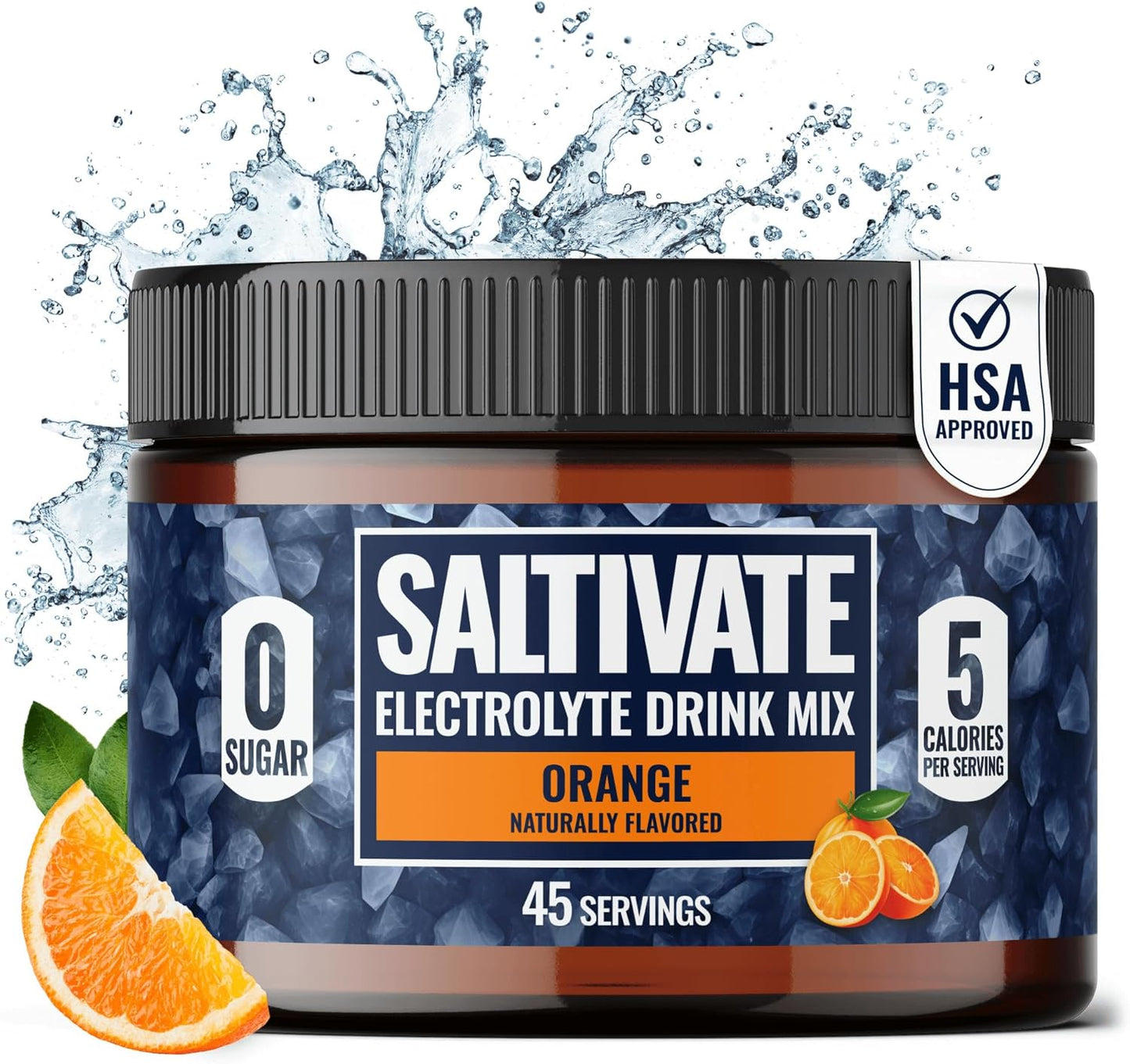 Orange Electrolyte Powder with High Sodium, Potassium, and Magnesium - Zero Calories, Keto-Friendly, Carnivore Diet Approved - 45 Servings, Made in USA