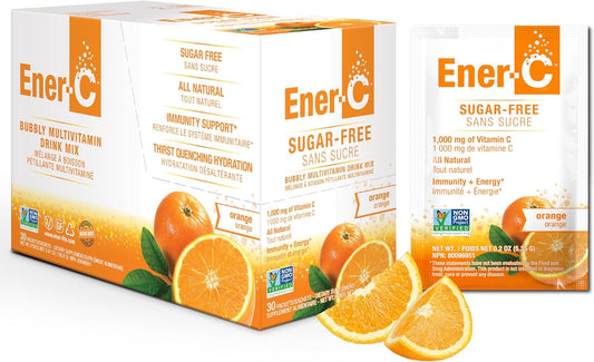 Orange Multivitamin Drink Mix with 1000mg Vitamin C & Electrolytes - Sugar-Free Energy, Immunity Support - 30 Count