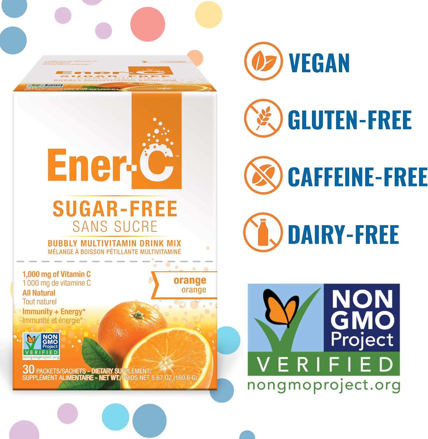 Orange Multivitamin Drink Mix with 1000mg Vitamin C & Electrolytes - Sugar-Free Energy, Immunity Support - 30 Count