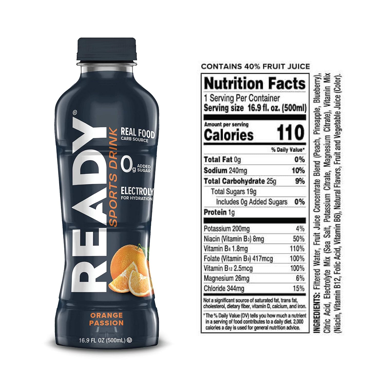 Orange Passion Ready Sports Drink, 16.9 fl oz - Electrolyte Blend with B Vitamins, Sugar-Free