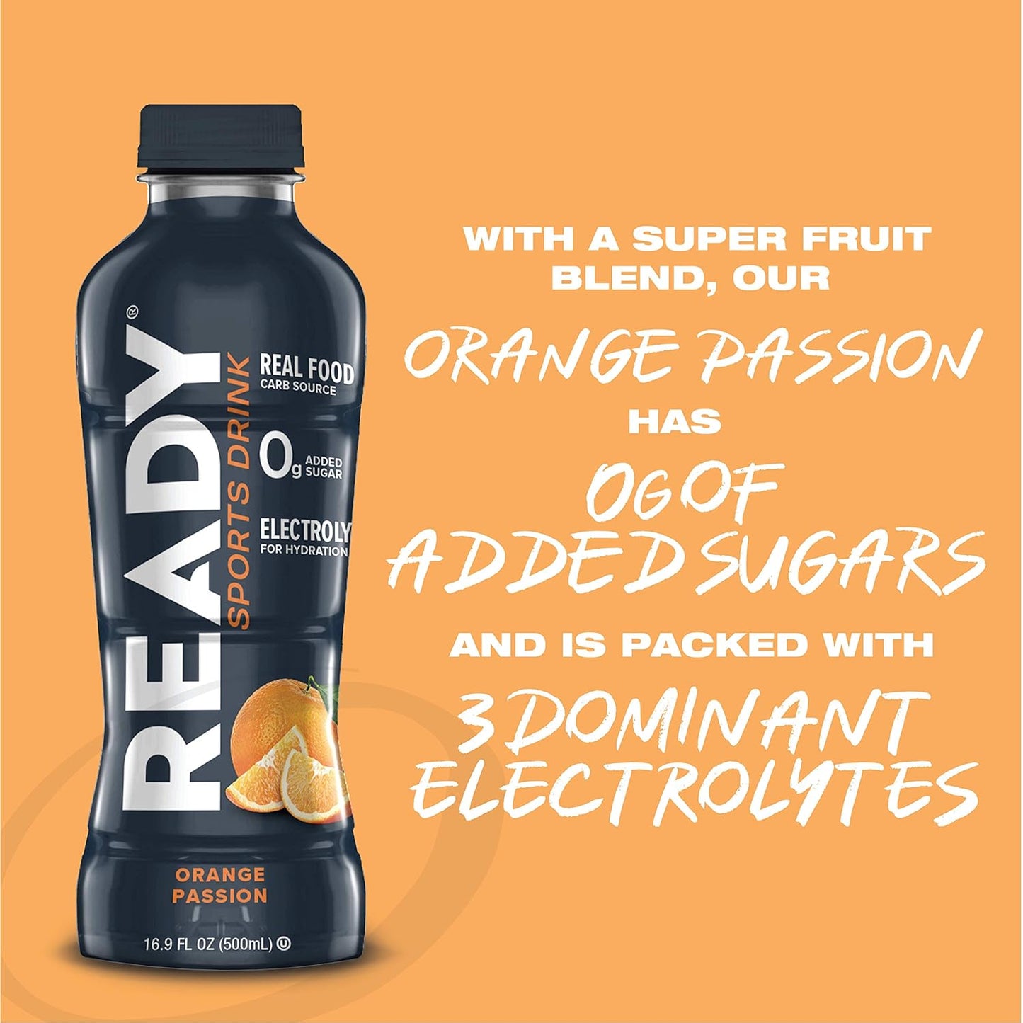 Orange Passion Ready Sports Drink, 16.9 fl oz - Electrolyte Blend with B Vitamins, Sugar-Free