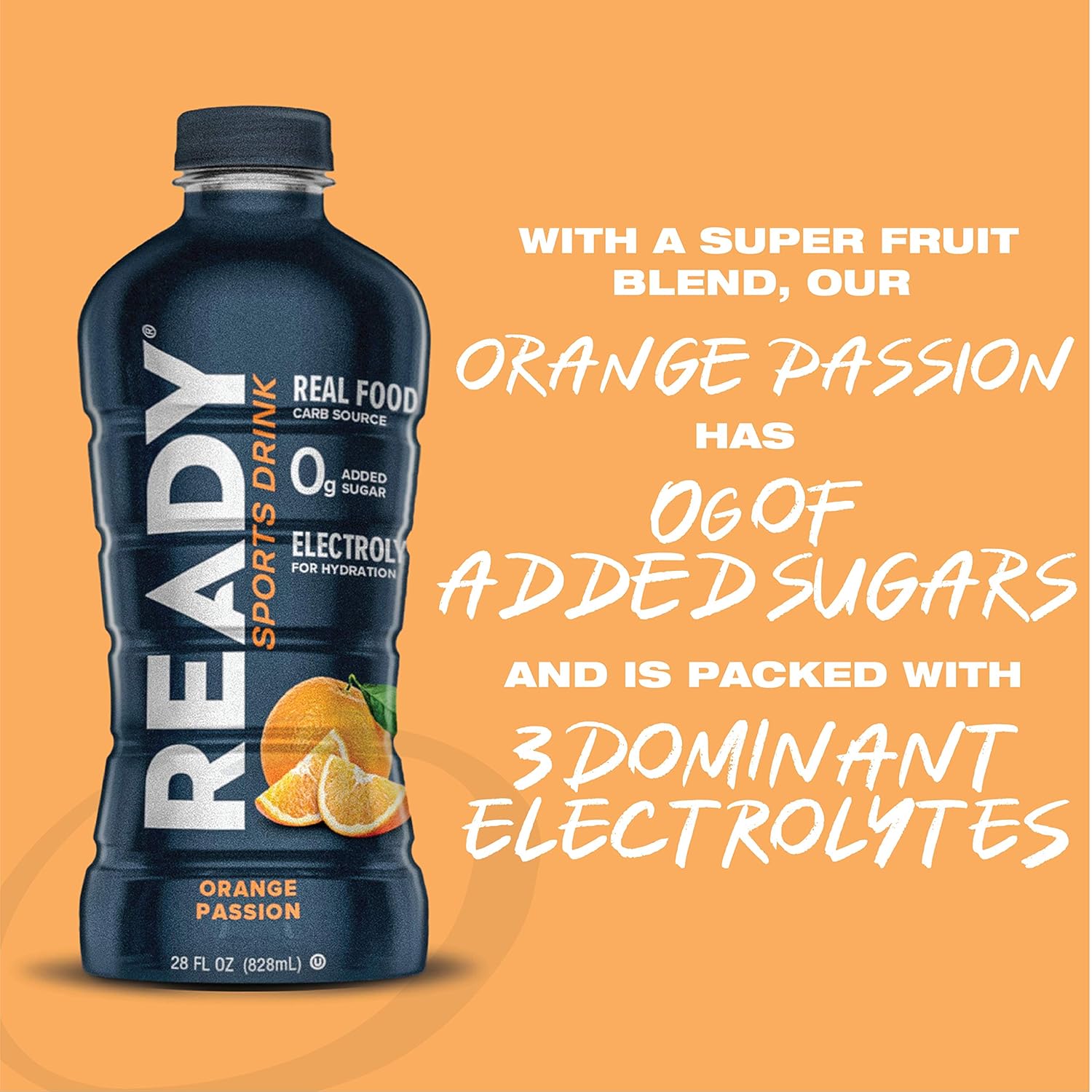 Orange Passion Ready Sports Drink, 28 fl oz - Electrolyte Blend with B Vitamins, Sugar-Free