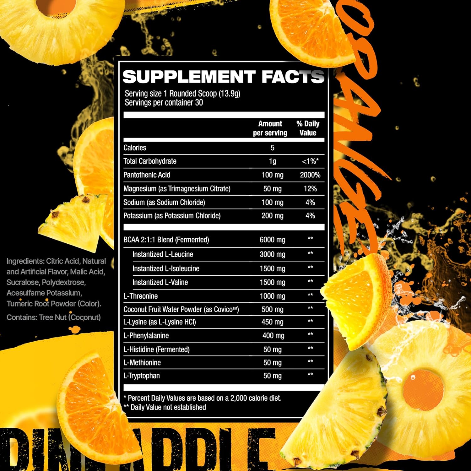 Orange Pineapple HOSSTILE SILO[9] EAA & BCAA Powder for Muscle Recovery and Hydration - 30 Servings