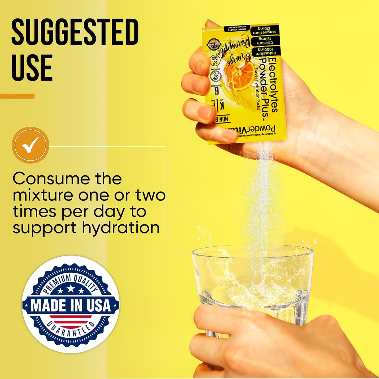 Orange Pineapple Keto Electrolyte Powder - 1000mg Potassium, 120mg Calcium, 120mg Magnesium, Sugar-Free, Non GMO, Zero Calories - 30 Packets