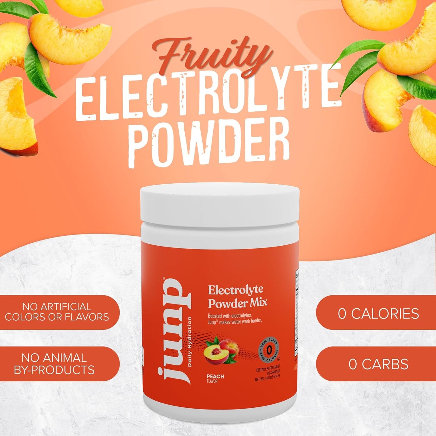 Orchard Fresh Juicy Peach Keto Electrolyte Powder with Zero Sugar & Carbs, Potassium & Salt Hydration Mix - 90 Servings