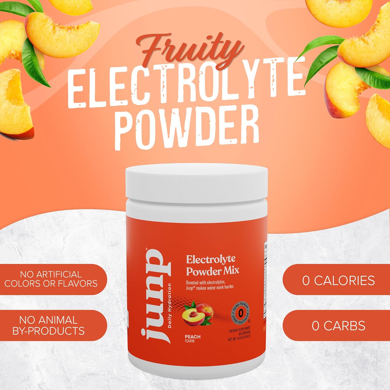 Orchard Fresh Juicy Peach Keto Electrolyte Powder with Zero Sugar & Carbs, Potassium & Salt Hydration Mix - 90 Servings