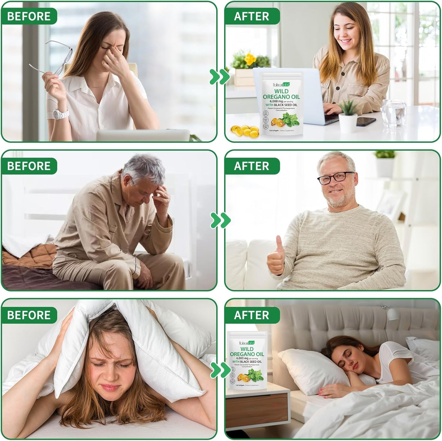 Oregano Oil Capsules with Black Seed Oil - 2 Pack, 6000mg Oregano Oil Supplement for Digestive Support & Antioxidant - Non-GMO Formula