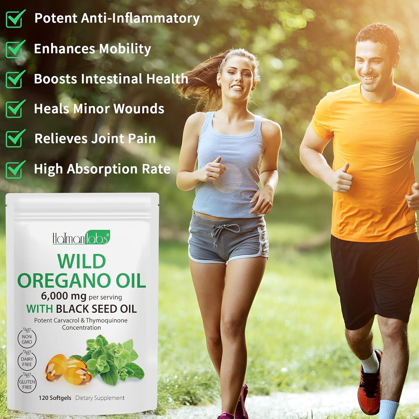 Oregano Oil Capsules with Black Seed Oil - 2 Pack, 6000mg Oregano Oil Supplement for Digestive Support & Antioxidant - Non-GMO Formula