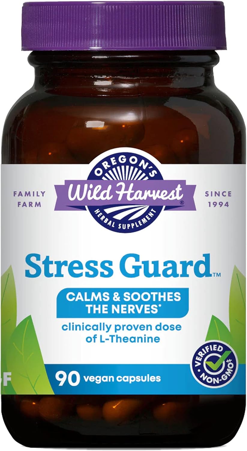 Oregon's Wild Harvest Stress Guard L-Theanine Supplement - 90 Capsules, Natural Stress Relief