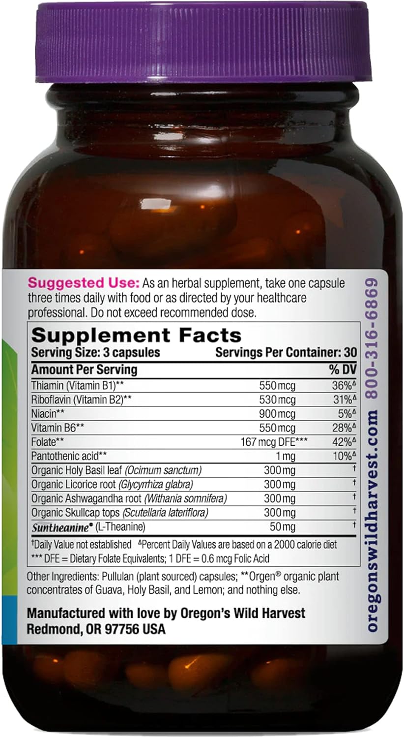 Oregon's Wild Harvest Stress Guard L-Theanine Supplement - 90 Capsules, Natural Stress Relief