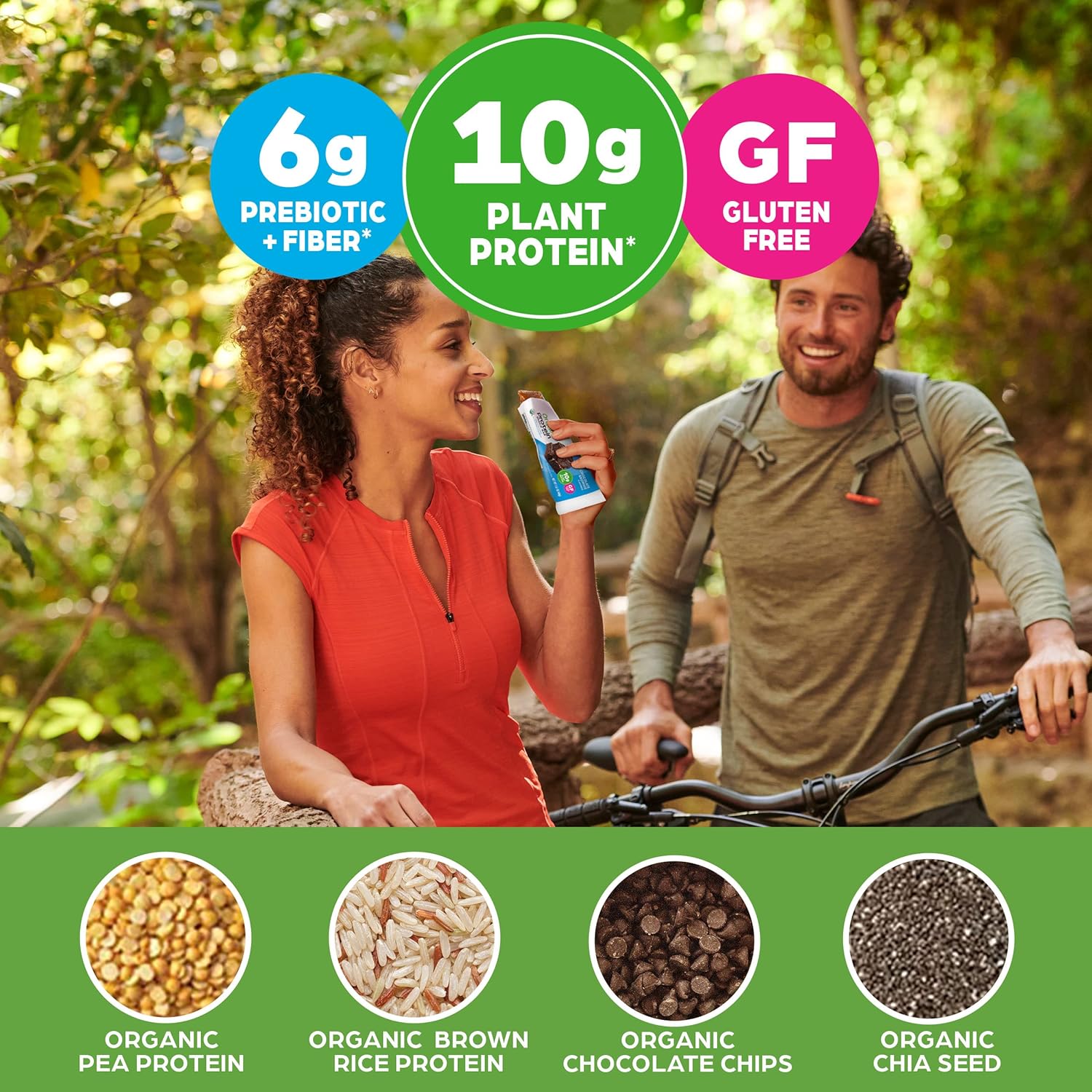 Orgain Chocolate Brownie Vegan Protein Bars - 10g Plant-Based Protein, Low Calorie Snacks, No Lactose or Soy, Gluten-Free, Non-GMO - 1.41 Oz (Pack of 12)