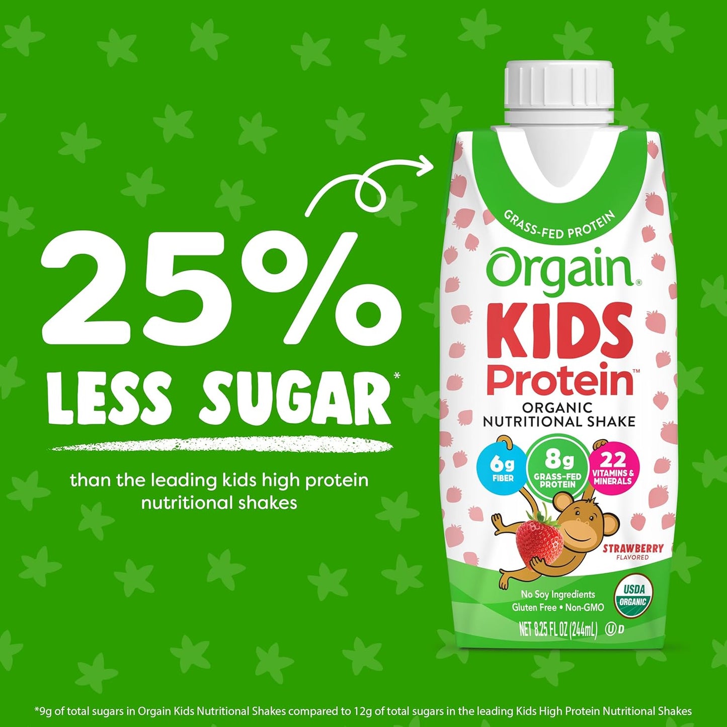 Orgain Organic Kids Strawberry Protein Shake, Healthy Snacks for Kids, 8g Protein, 3g Fiber, 22 Vitamins & Minerals, Soy-Free, Gluten-Free, Non-GMO, 8.25 Fl Oz (Pack of 12) - BoostGo Australia