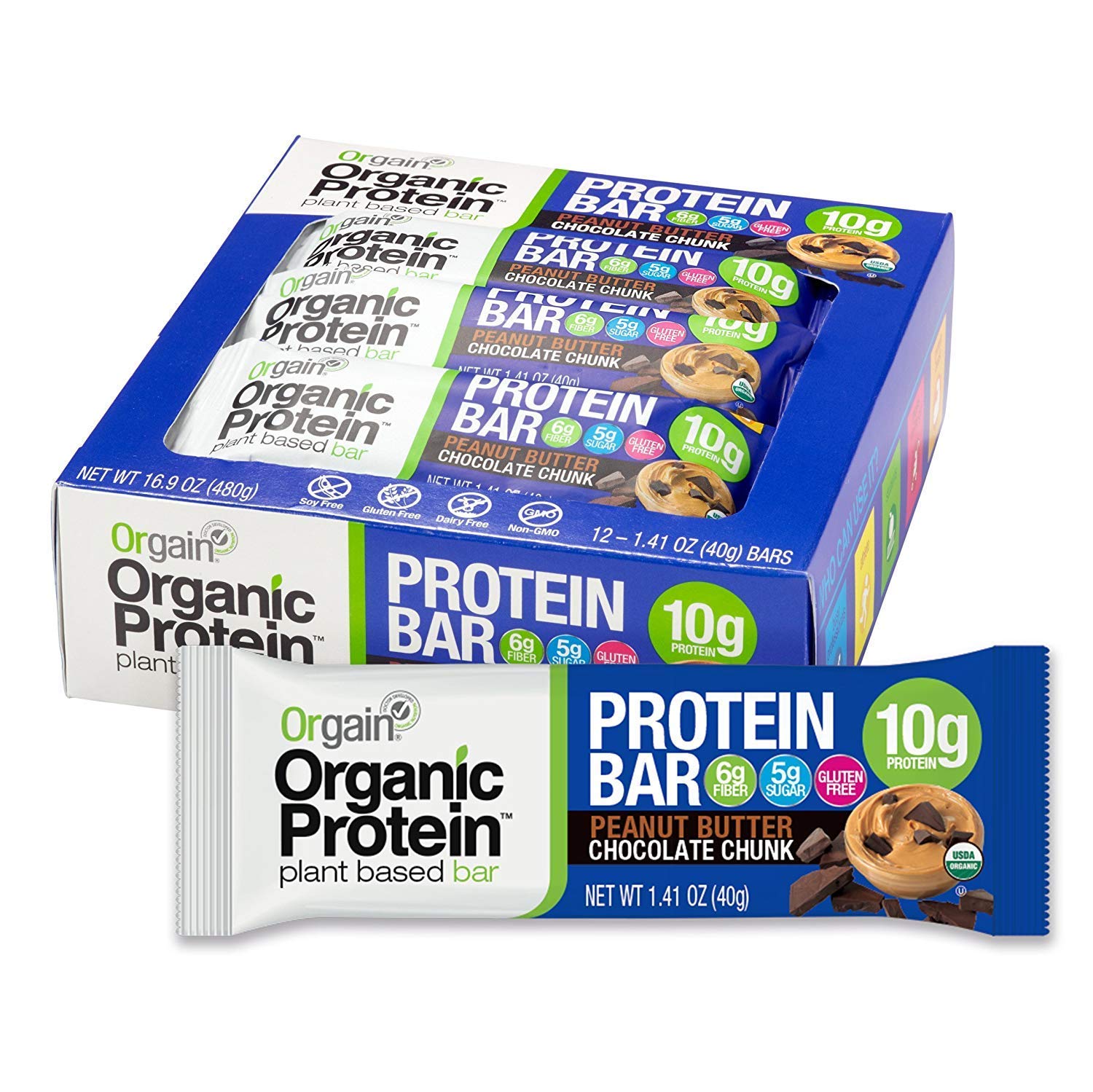 Orgain Organic Protein Bars Variety Pack - 12 Bars, 1.41 OZ Each