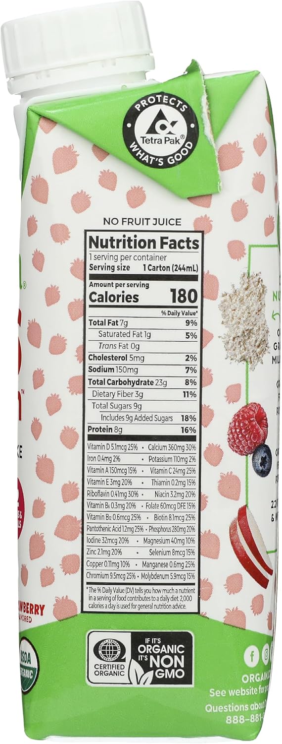 Orgain Organic Strawberry Kids Nutrition Shake - 8.25 fl oz, Pack of 12