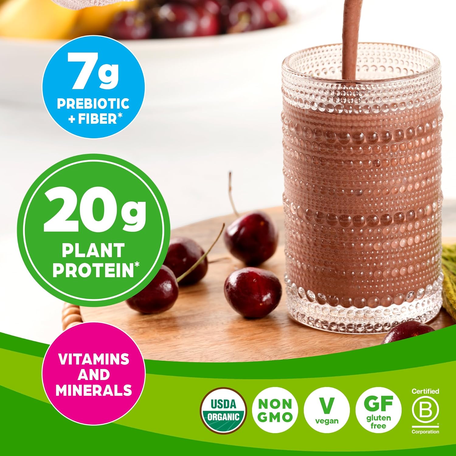 Orgain Organic Vegan Meal Replacement Protein Powder - Creamy Chocolate Fudge, 20g Plant Protein, 7g Fiber, Gluten Free, Shakes & Smoothies - 2.01lb
