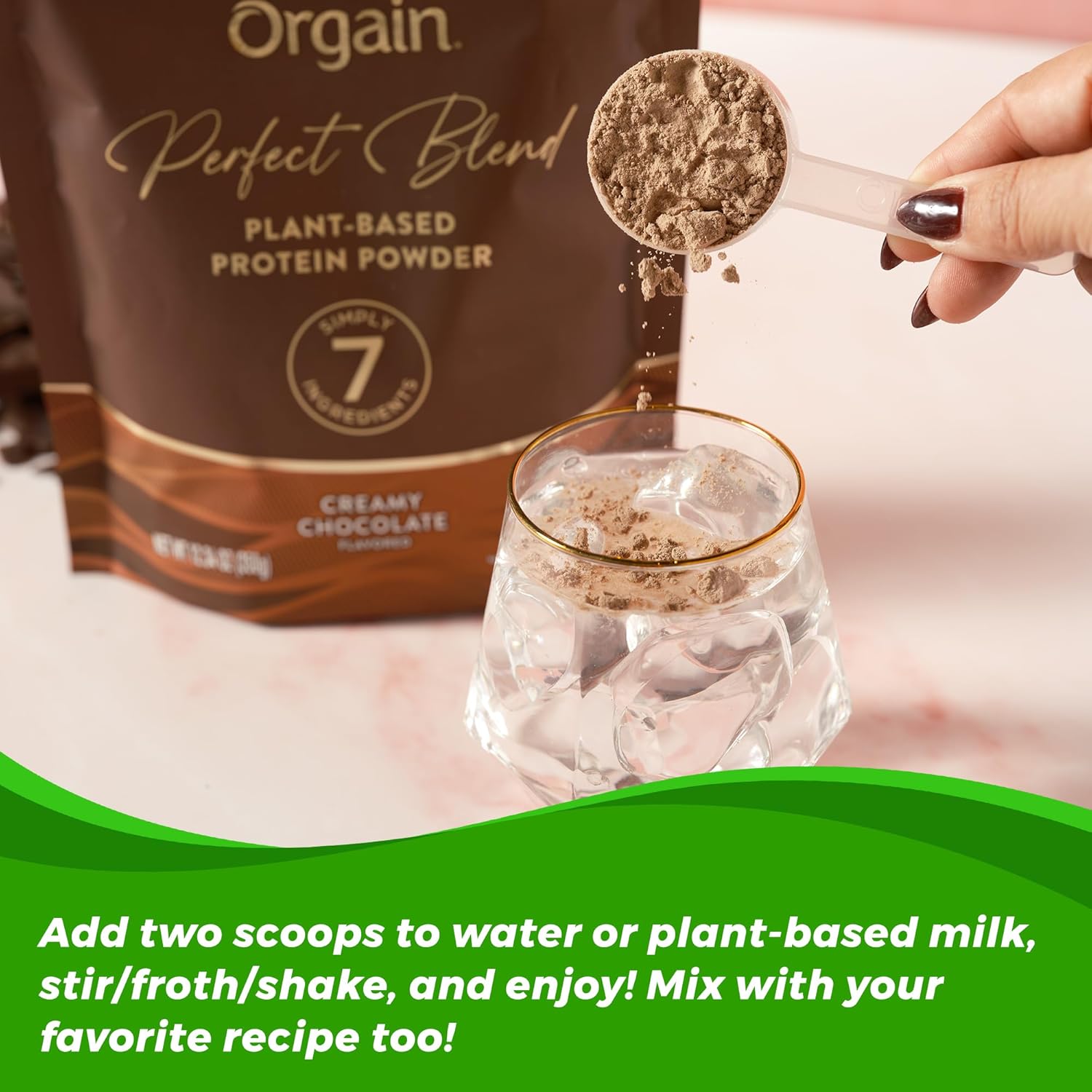 Orgain Organic Vegan Protein Powder - Chocolate, 20g Plant Protein, 7 Clean Ingredients, Low Sugar, Gluten-Free, Non-GMO