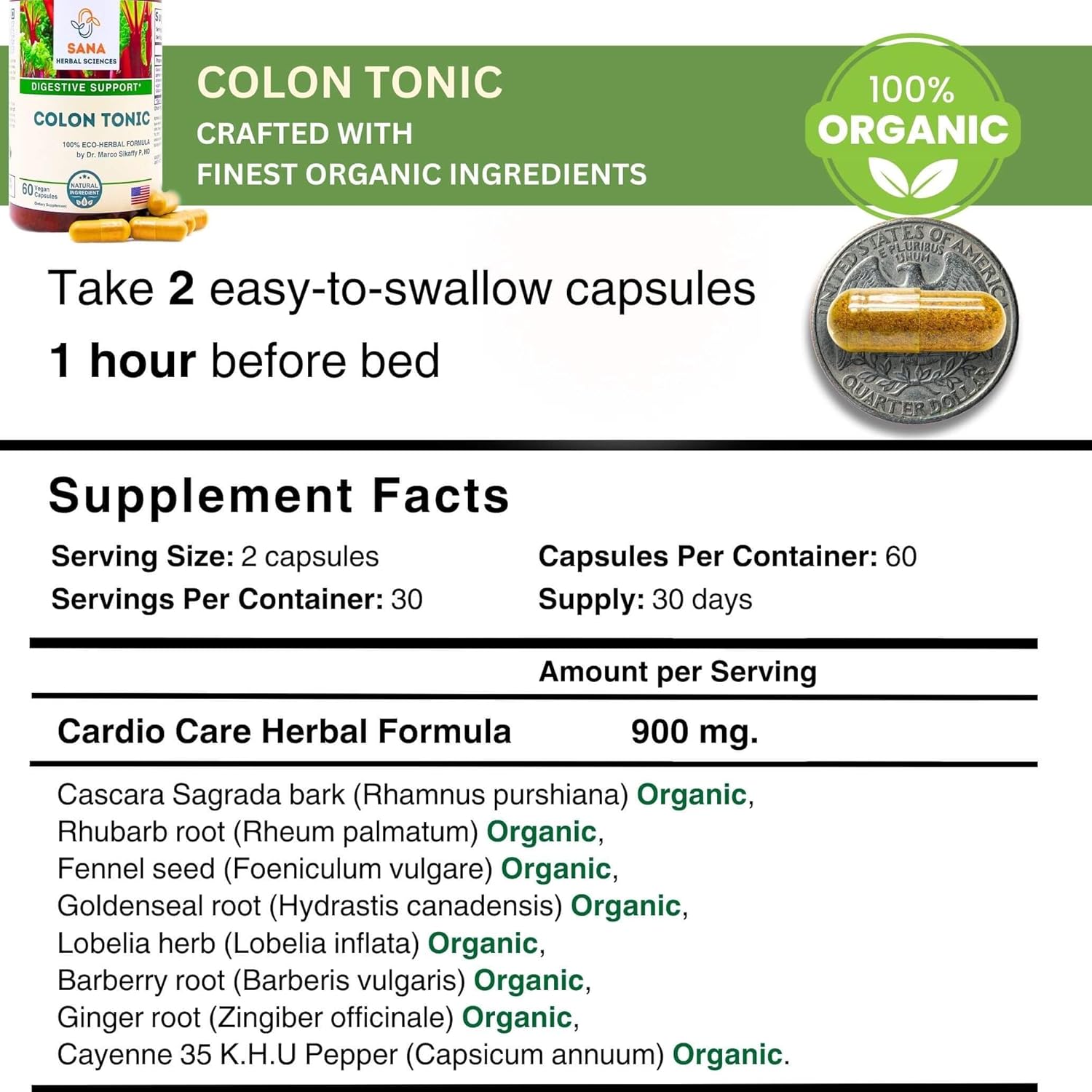 Organic 15-Day Full Body Detox Supplement with Herbs | Colon Cleanse, Artery Plaque Removal, Liver Cleanse | Natural Wellness | Easy-to-Swallow Capsules by Dr. Marco Sikaffy