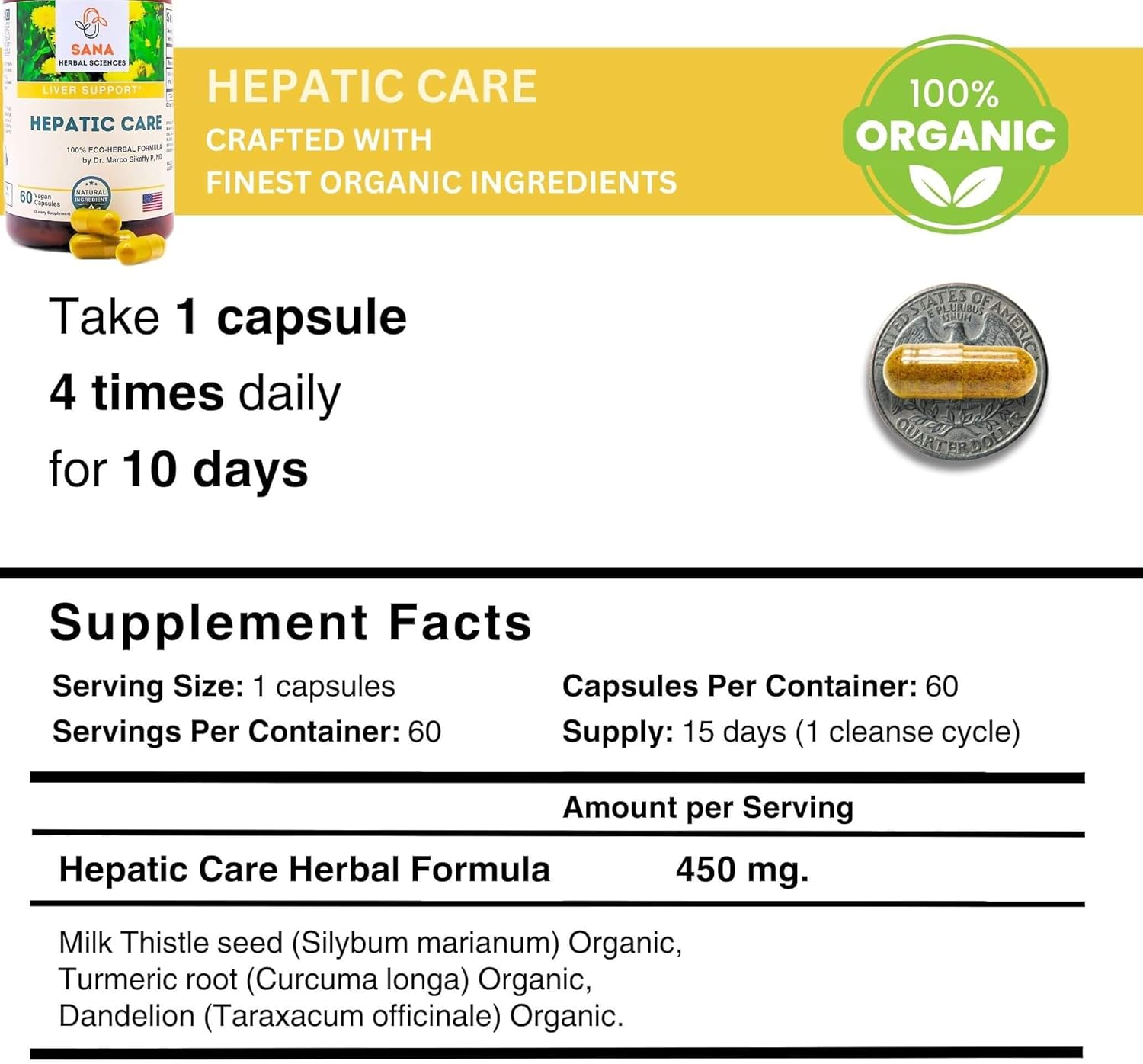 Organic 15-Day Full Body Detox Supplement with Herbs | Colon Cleanse, Artery Plaque Removal, Liver Cleanse | Natural Wellness | Easy-to-Swallow Capsules by Dr. Marco Sikaffy