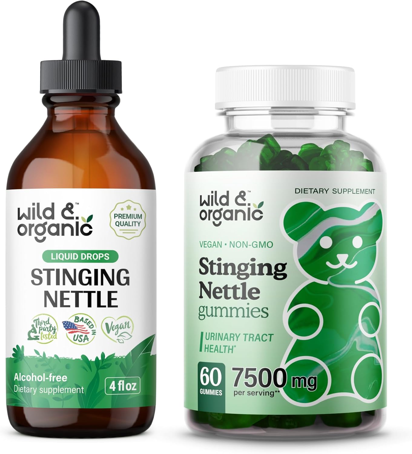 Organic 4 fl oz Stinging Nettle Root Tincture and Gummies Set