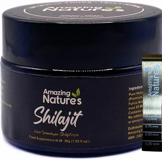 Organic 500mg Himalayan Shilajit Resin Supplement for Energy & Immune Support - High Potency with 85+ Trace Minerals & Fulvic Acid - 30g Purity Tested by Amazing Natures