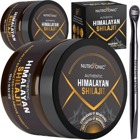 Organic 60-Day Sun-Dried Himalayan SHILAJIT Resin by NutroTonic - Lab Tested for Safety - High Fulvic Acid Content