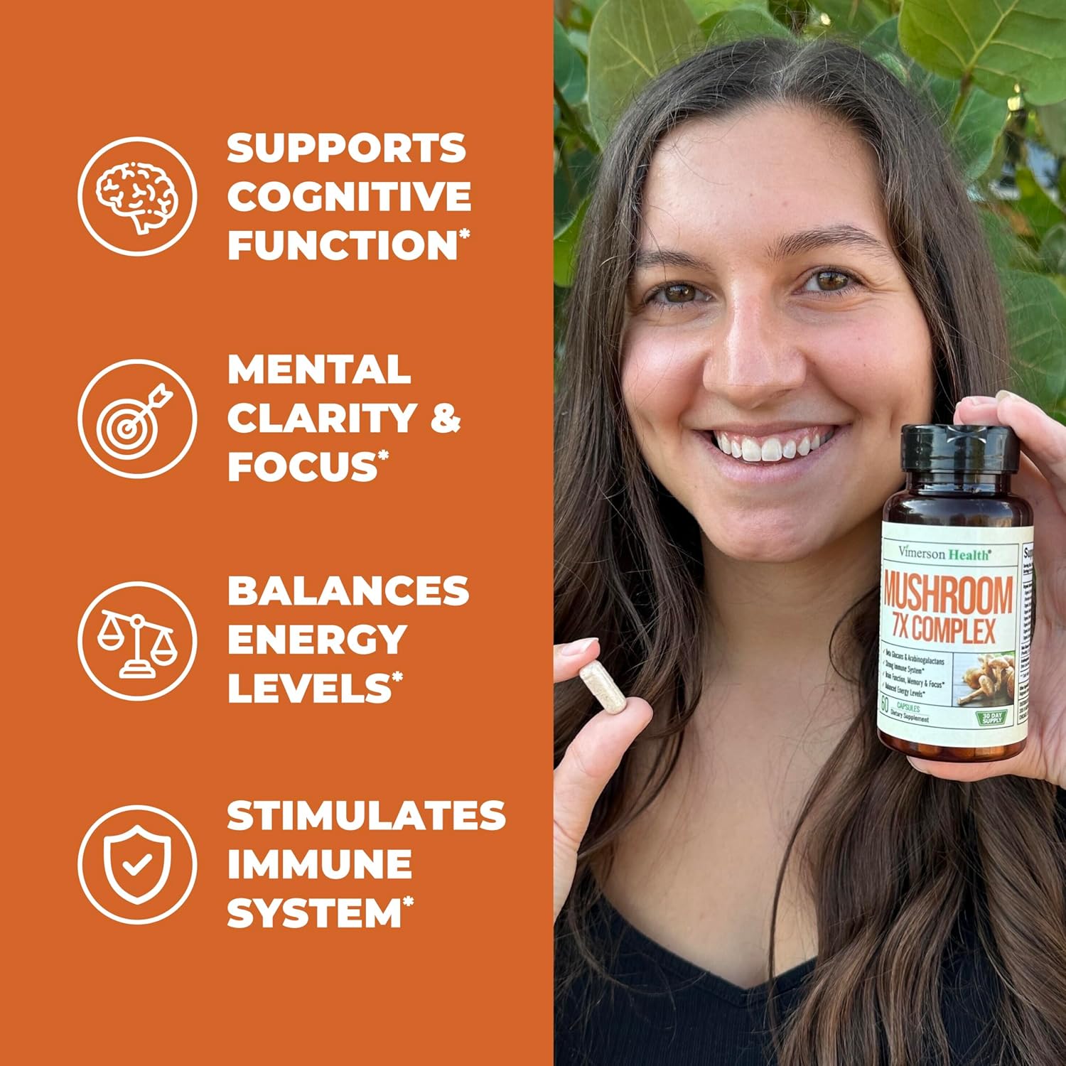 Organic 7-in-1 Mushroom Complex Capsules for Memory, Focus, Immune Support & Energy - Lions Mane, Reishi, Cordyceps, Chaga, Turkey Tail - 60 Capsules - BoostGo Australia