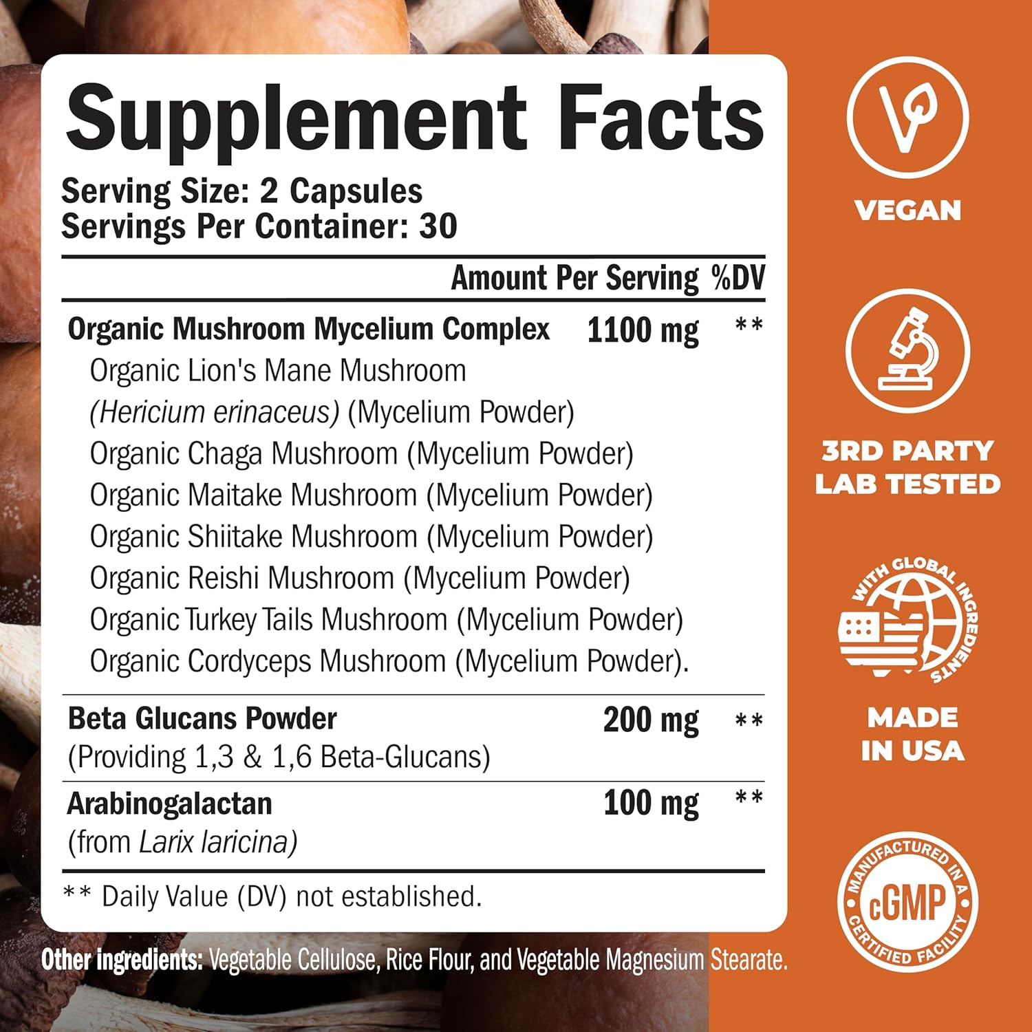 Organic 7-in-1 Mushroom Complex Capsules for Memory, Focus, Immune Support & Energy - Lions Mane, Reishi, Cordyceps, Chaga, Turkey Tail - 60 Capsules - BoostGo Australia