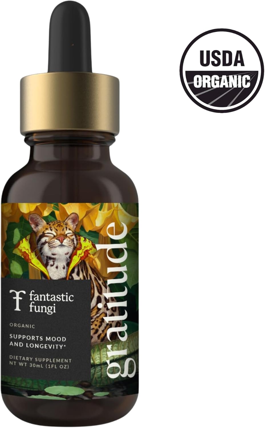 Organic 8 Mushroom Complex Liquid Drops - Mood, Immunity & Longevity Support - Lions Mane, Shiitake, Cordyceps & More - 30 Servings, 1 fl oz