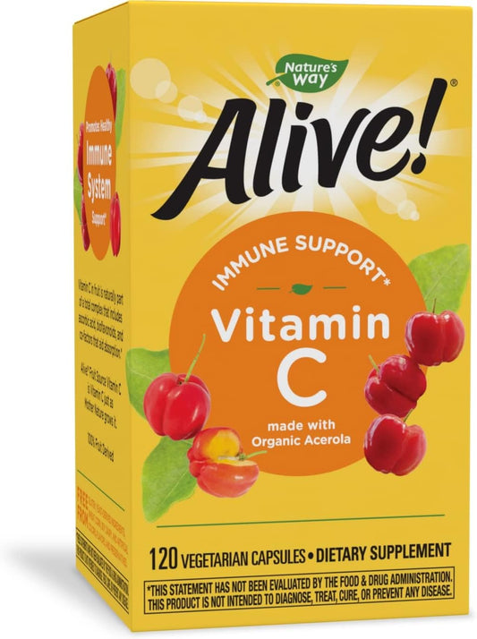 Organic Acerola Vitamin C Supplement for Immune Support - 120 Capsules by Nature's Way