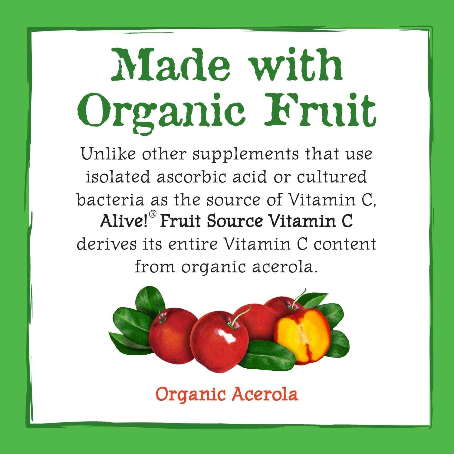Organic Acerola Vitamin C Supplement for Immune Support - 120 Capsules by Nature's Way