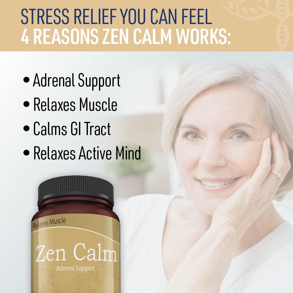 Organic Adaptogenic Herbs for Relaxation with Magnesium, B Vitamins, and GABA - Liver Medic Zen Calm (60 Veggie Caps)