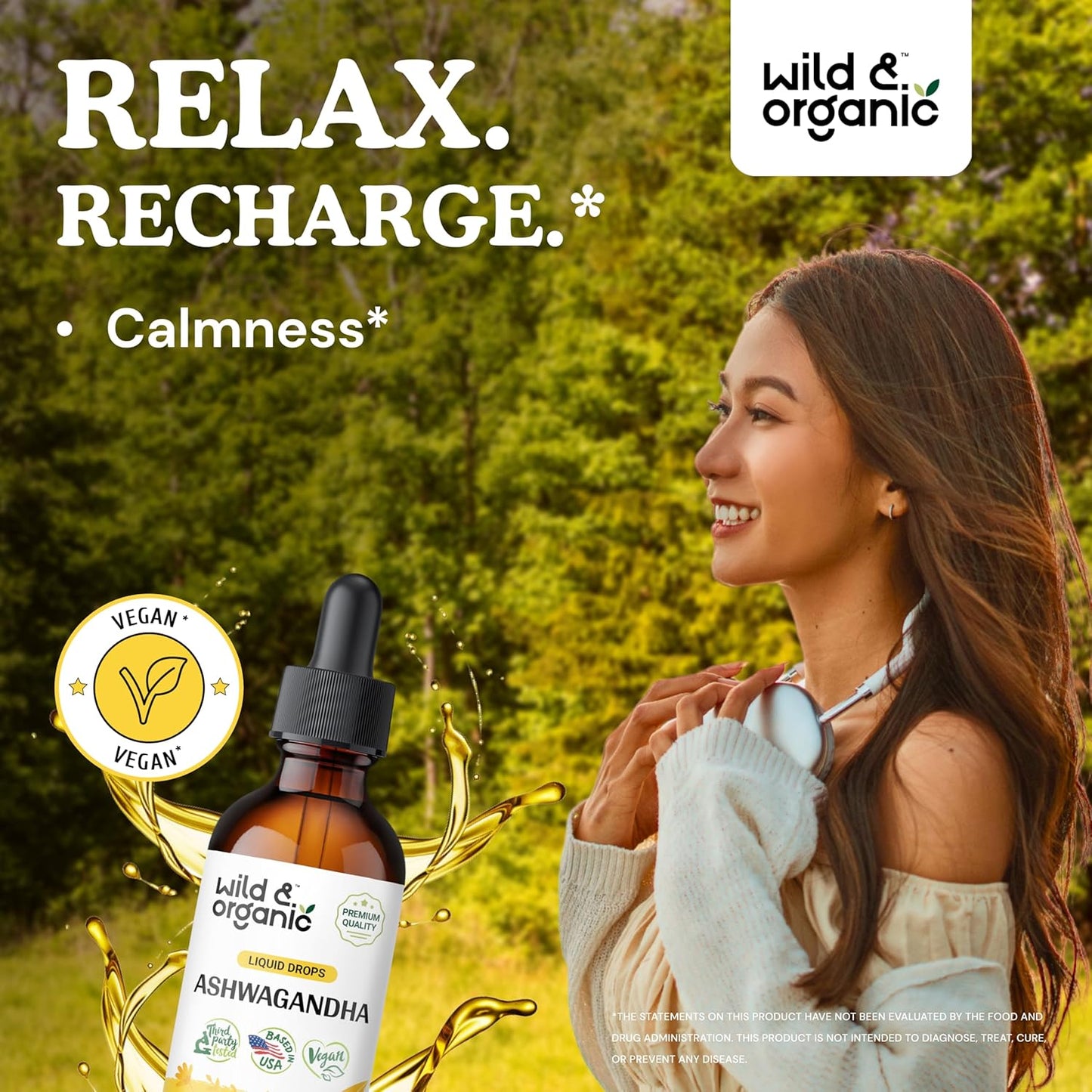 Organic Adrenal Support and Ashwagandha Tincture Bundle - 2 fl oz Each