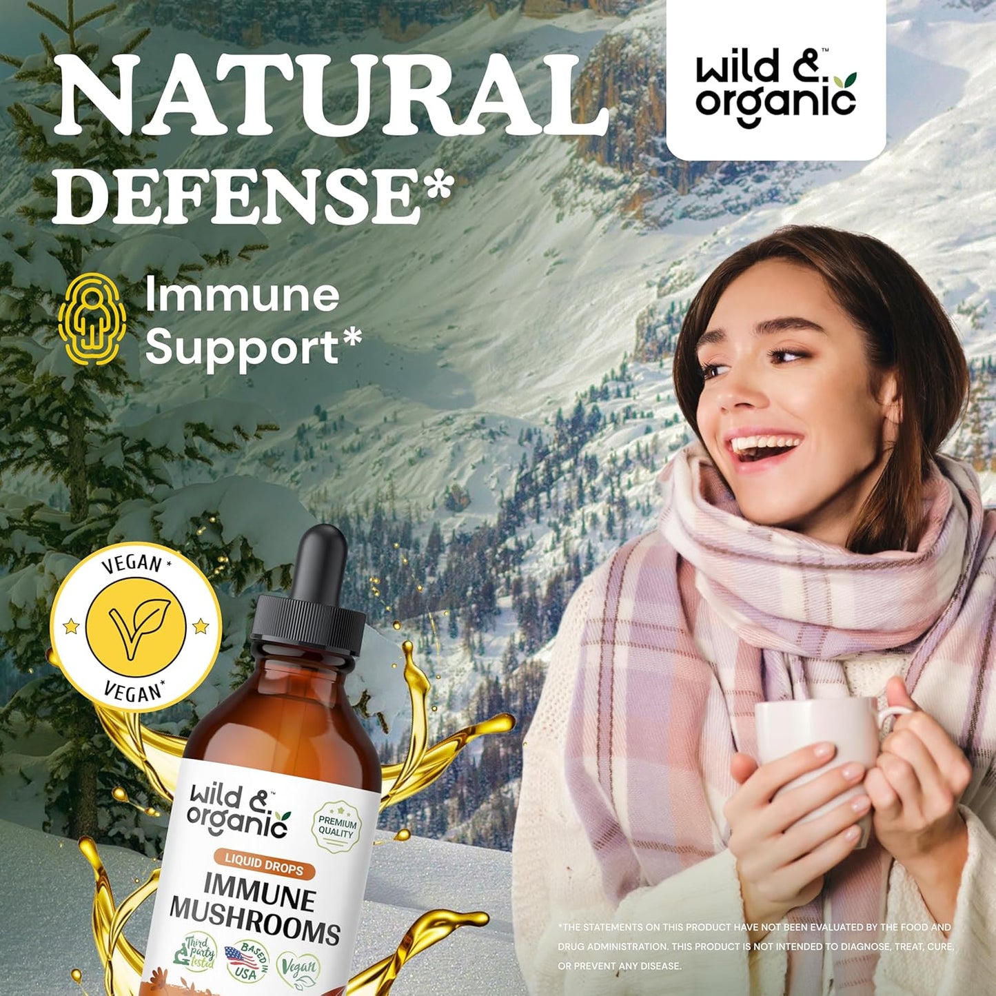 Organic Adrenal Support and Immune Boost Mushroom Tinctures - 4 fl oz each
