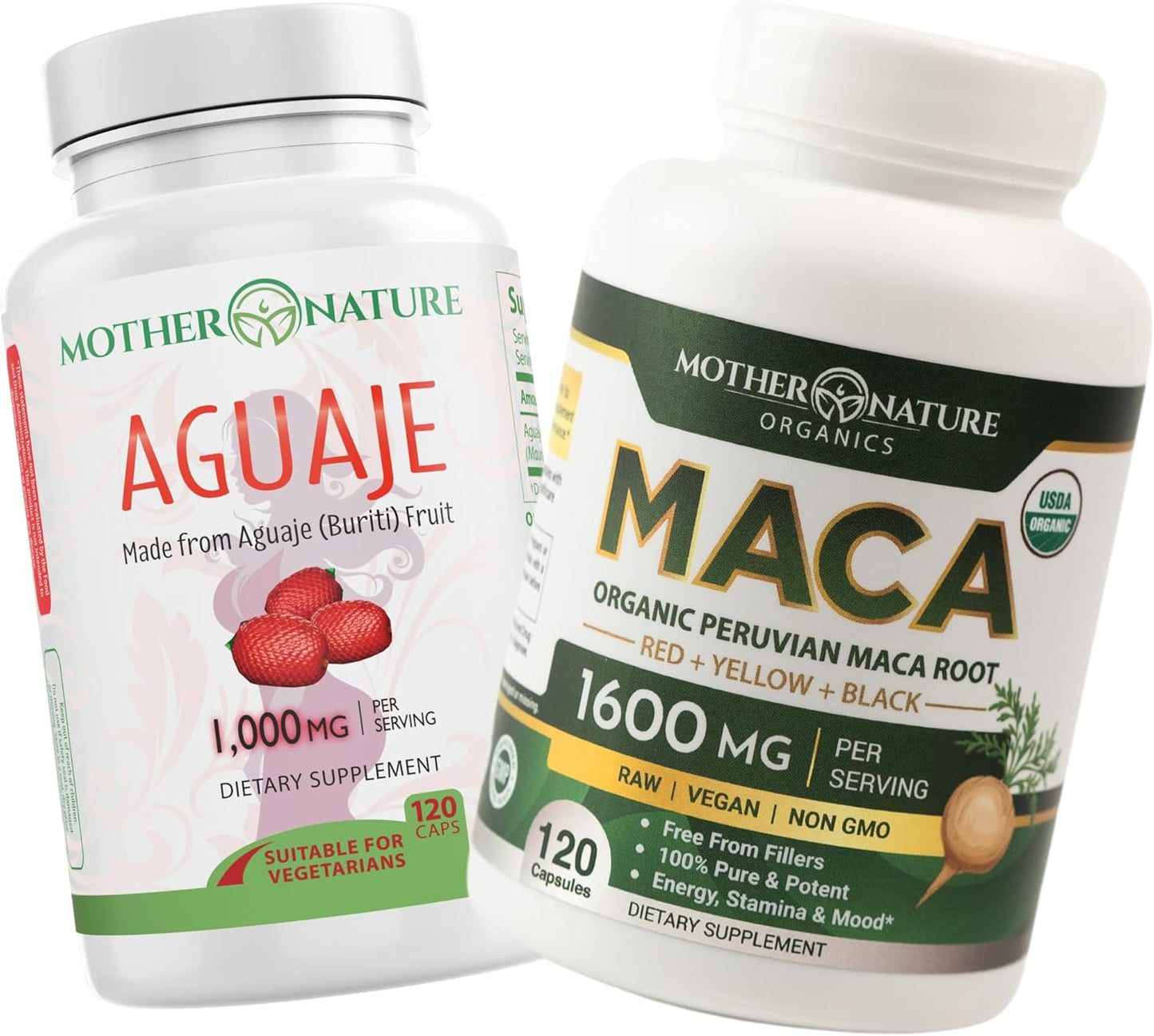 Organic Aguaje and Maca Capsules for Feminine Vitality - Boost Energy and Nourish Curves with Mother Nature Organics Superfoods