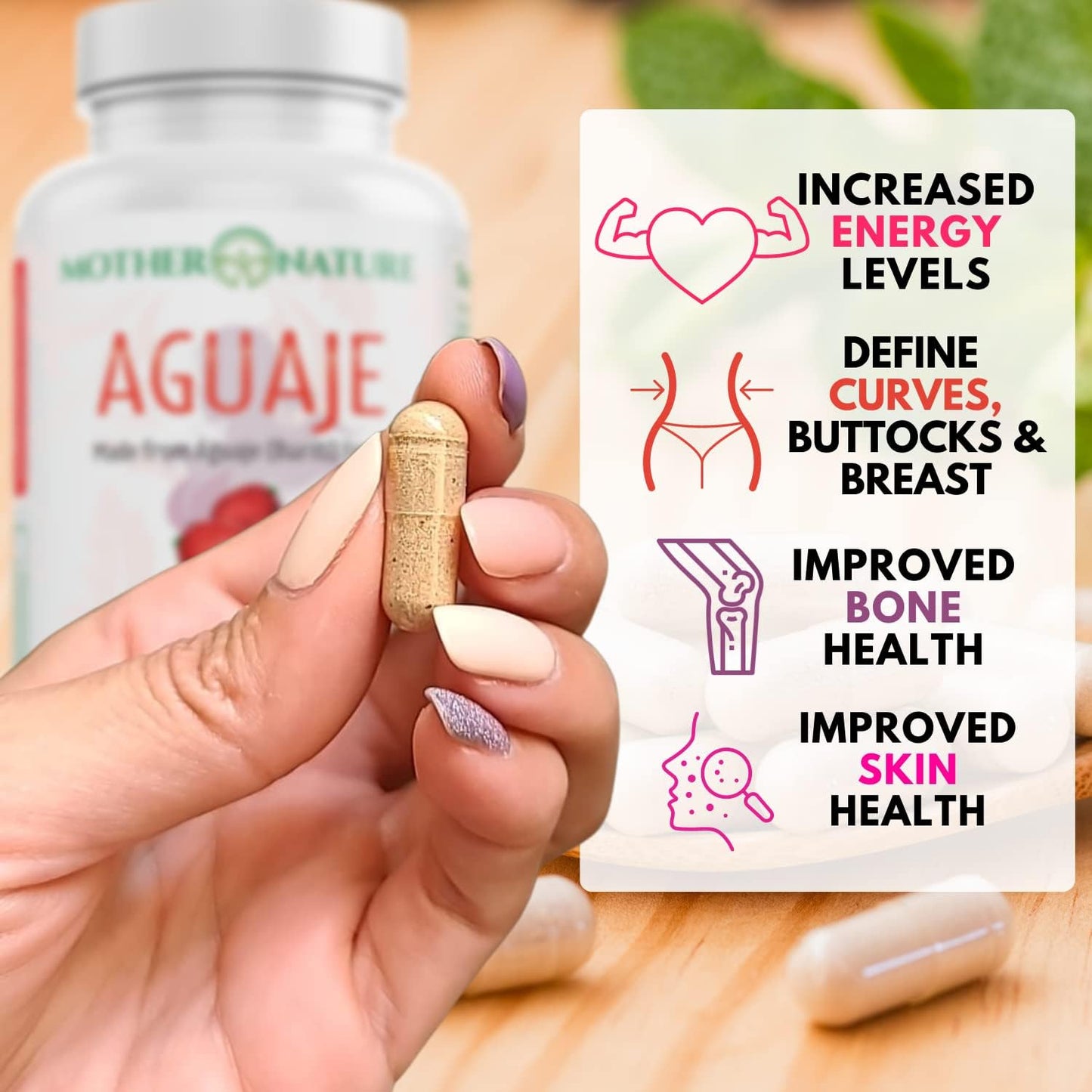 Organic Aguaje and Maca Capsules for Feminine Vitality - Boost Energy and Nourish Curves with Mother Nature Organics Superfoods