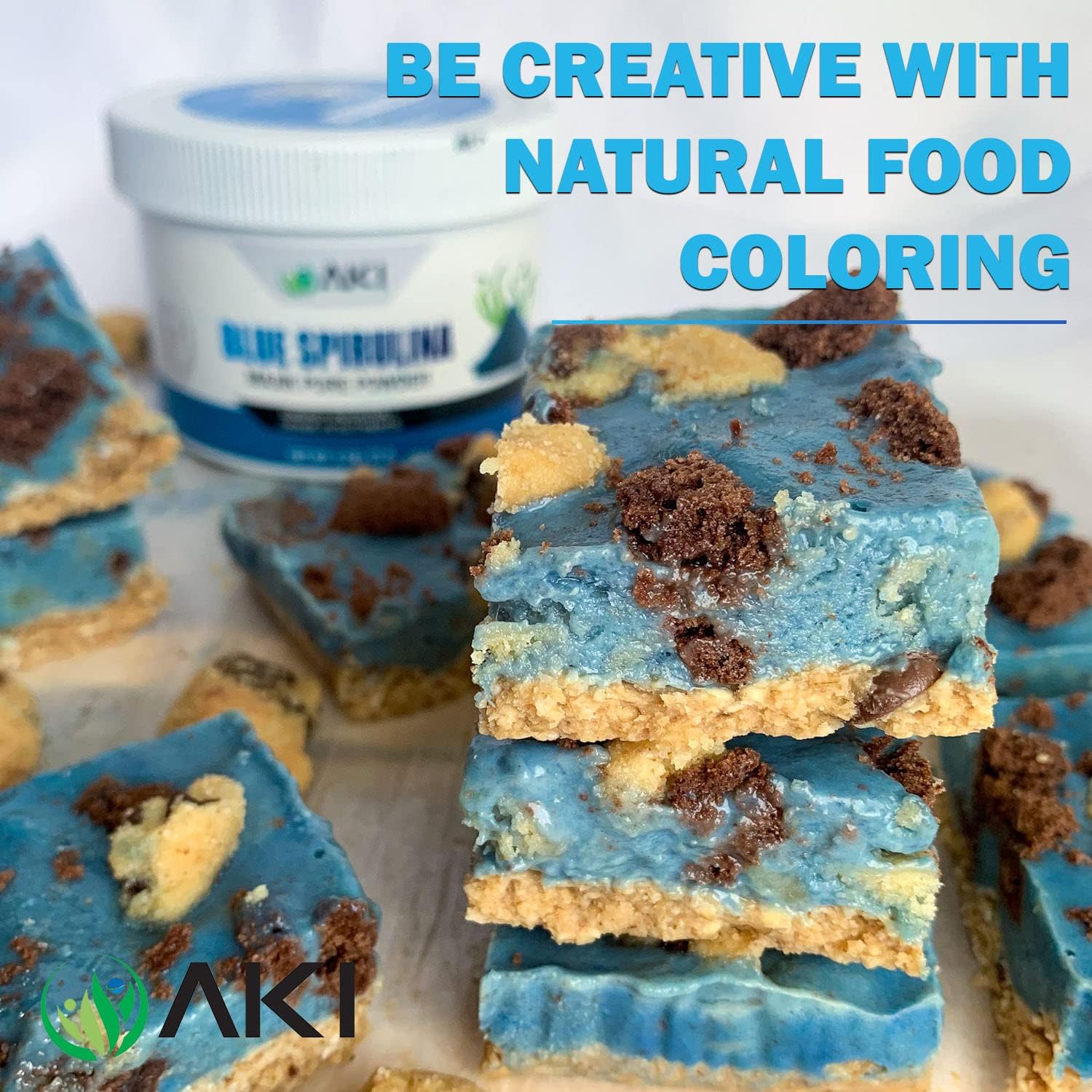 Organic AKI Blue Spirulina Powder - Nutrient-Rich Majik Powder for Smoothies - Non-GMO & Vegan Friendly - 2oz/57g