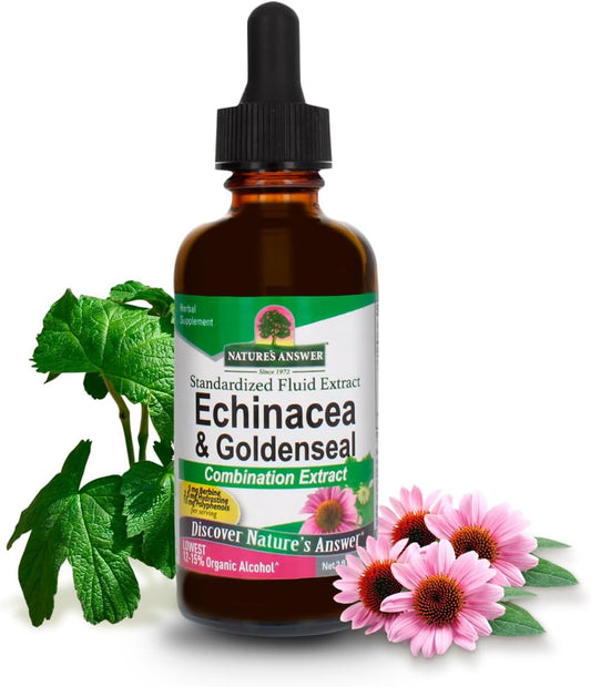 Organic Alcohol Echinacea & Goldenseal Blend for Immune Support & Inflammation Reduction - 2oz
