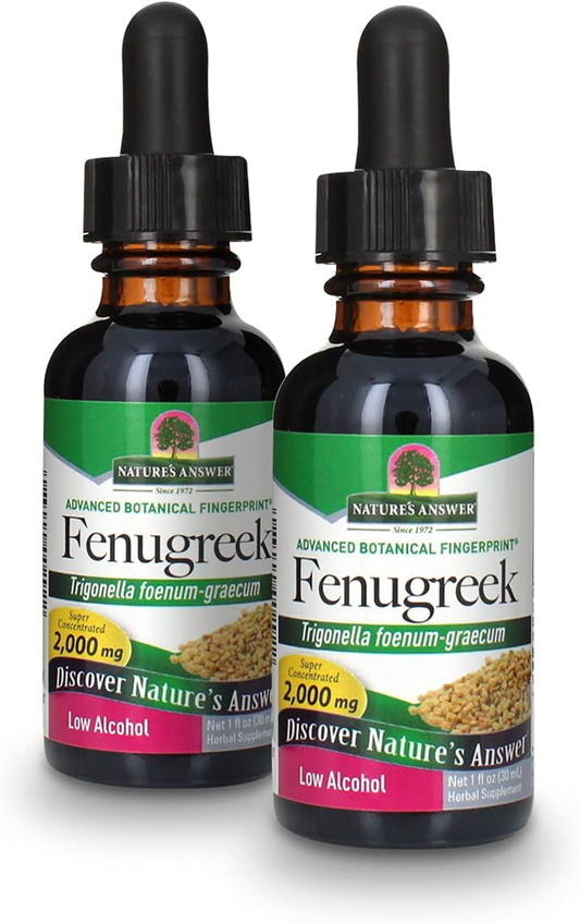 Organic Alcohol Fenugreek Seed Extract 2000mg for Female Reproductive Support - Natural Menopause Aid - Gluten-Free, Non-GMO, Vegan - 1oz x 2 Pack