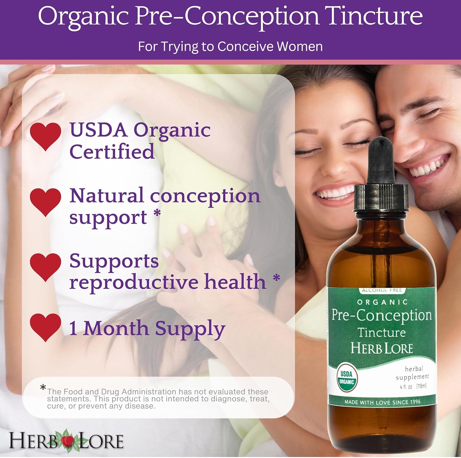Organic Alcohol-Free Liquid Fertility Support Tincture for Women by Herb Lore