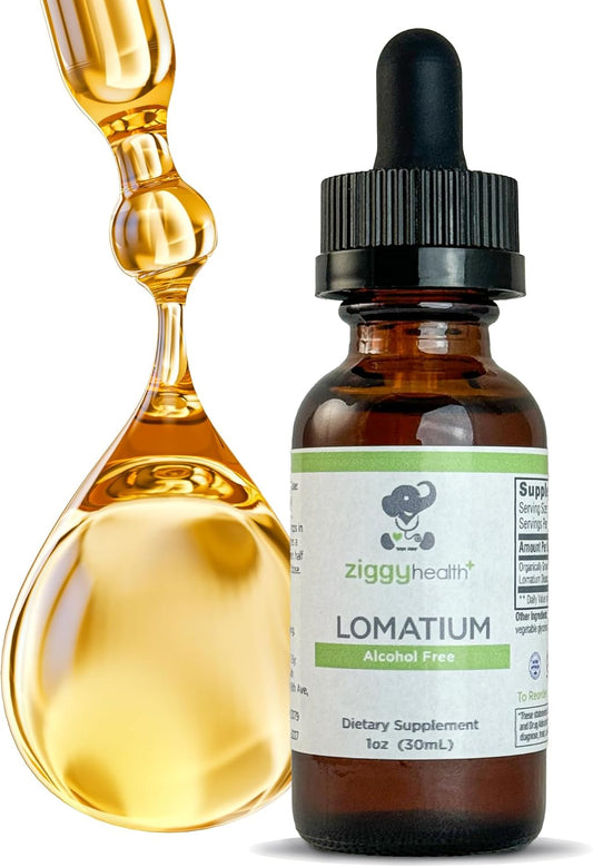 Organic Alcohol-Free Lomatium Root Extract Tincture Drops for Immune & Lung Support - 1oz - Ziggy Health