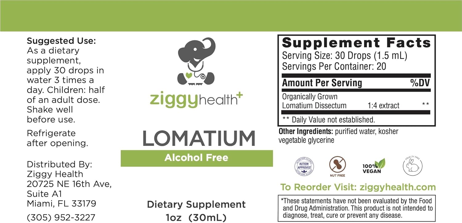 Organic Alcohol-Free Lomatium Root Extract Tincture Drops for Immune & Lung Support - 1oz - Ziggy Health