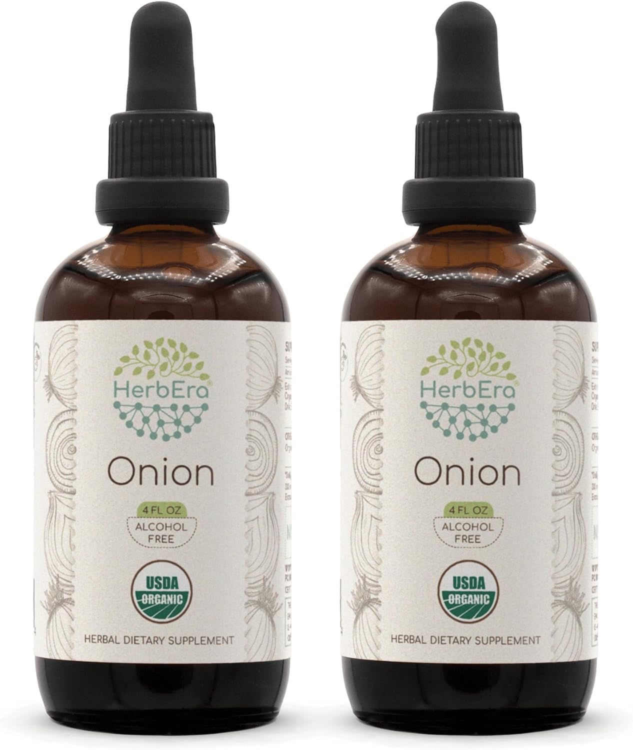 Organic Alcohol-Free Onion Extract Tincture - HerbEra B120 (2pcs) - Concentrated Liquid Drops (2x4 fl oz)