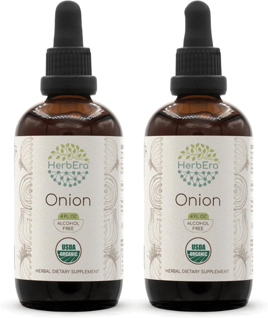 Organic Alcohol-Free Onion Extract Tincture - HerbEra B120 (2pcs) - Concentrated Liquid Drops (2x4 fl oz)