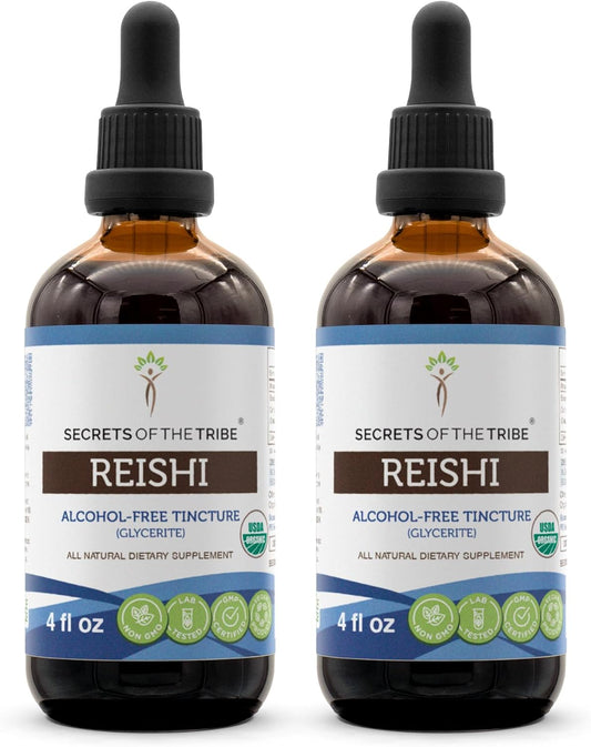 Organic Alcohol-Free Reishi Mushroom Tincture Extract by Secrets of the Tribe (8 FL OZ)