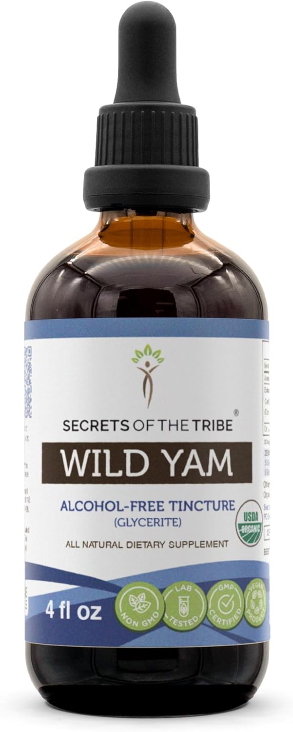 Organic Alcohol-Free Wild Yam Extract Drops for Digestion - High Potency 4 oz Bottle from Secrets of the Tribe