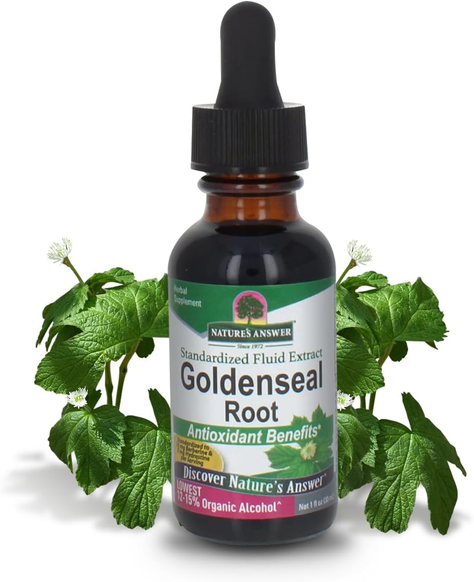 Organic Alcohol Goldenseal Root Liquid Extract 1 fl oz | Immune Support & Wellness Booster | Gluten-Free | Single Bottle