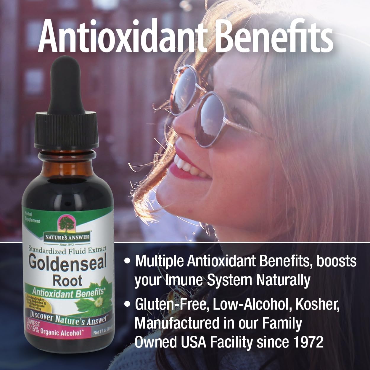 Organic Alcohol Goldenseal Root Liquid Extract 1 fl oz | Immune Support & Wellness Booster | Gluten-Free | Single Bottle