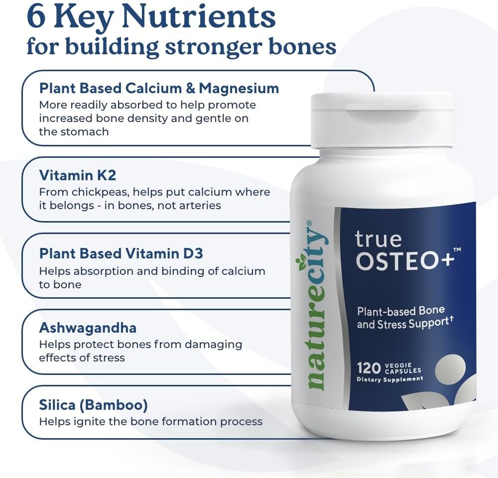 Organic AlgaeCal Calcium Supplement for Bone Strength - 360 Veggie Capsules with Vitamin D3, K2, Magnesium, Silicon, and Stress Support