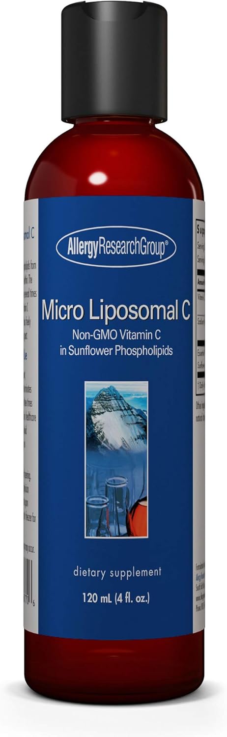 Organic Allergy Research Group Liposomal Vitamin C 1000mg Liquid Supplement - Non-GMO, Bioavailable with Sunflower Phospholipids - 4 Fl Oz