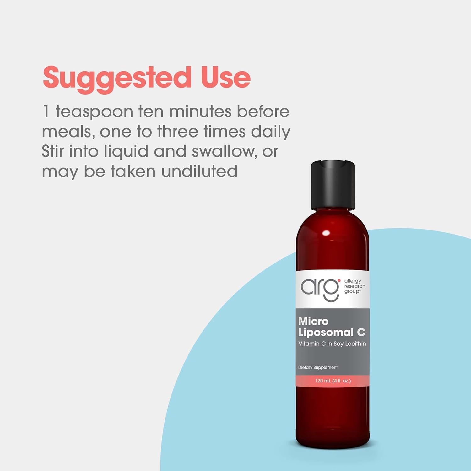 Organic Allergy Research Group Liposomal Vitamin C 1000mg Liquid Supplement - Non-GMO, Bioavailable with Sunflower Phospholipids - 4 Fl Oz